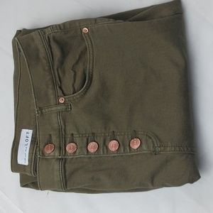LOFT Size 8/29 army green skinny denim jeans